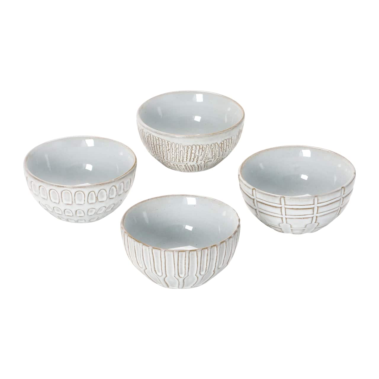 Hello Honey® 4" White Debossed Stoneware Bowl Set, 4ct.